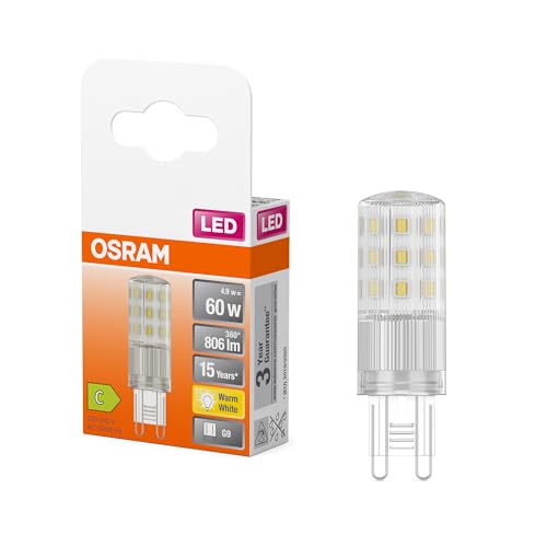 OSRAM LED PIN multicolor LED-Lampe mit Retrofit-Stecksockel G9 4.9 W 806 lm klar warmweißes Licht mit 2700 K nicht-dimmbar IP20 bleifreies Glas 18 mm Durchmesser.