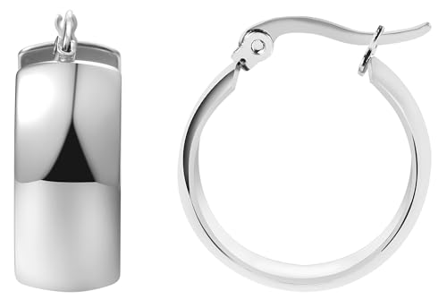 Akzent Wasserfeste Edelstahl Ohrringe Creolen in Silber für Damen 100% Wasserfest Hautverträglich