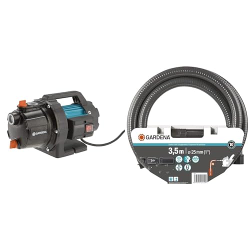 Gardena Gartenpumpe 3700 4 Basic Bewässerungspumpe mit 3700 l h Fördermenge Sauggarnitur 3 5 m Robuster Saugschlauch zum Anschluss an die Gartenpumpe
