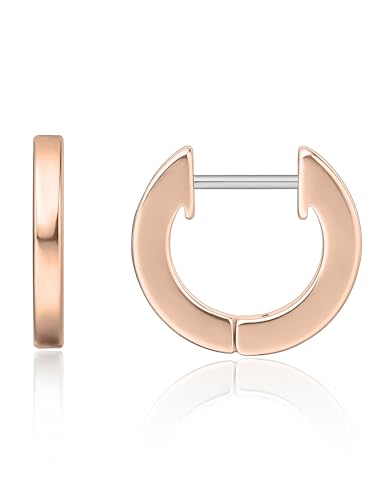 Limerencia Titan Creolen 10 mm Hypoallergene Nickelfreie G23 Medizinische Creolen Ohrringe für Damen Ros gold