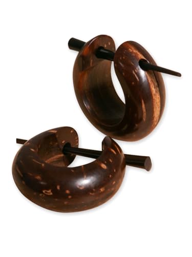 Fly Style Damen Ohrringe Creolen aus Kokosnuss Holz- Kleine Holz Kreolen - Natur Damen Schmuck
