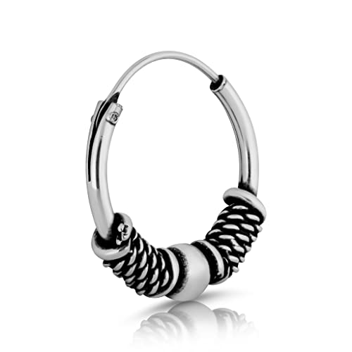 NKlaus Einzel 14mm Bali Creole 1 2mm Kugel Keltisch 925 Sterling Silber Gothic 4343