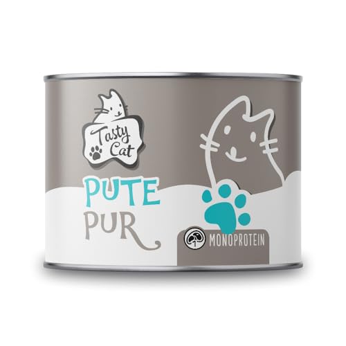 Tasty Cat Nassfutter für Katzen Mono Pute pur 6 x 200g. getreidefrei zuckerfrei Monoprotein