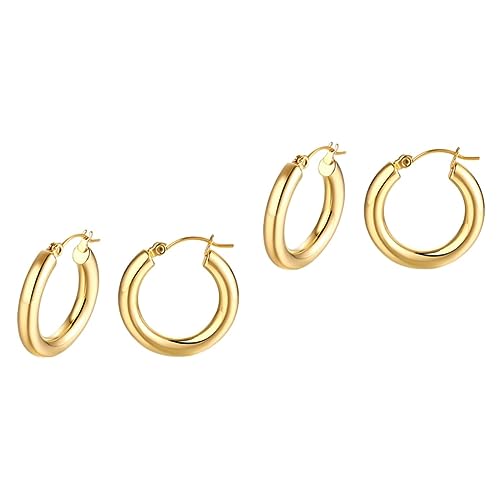 WRITWAA 2paare Creolen Ohrringe Für Damen Hypoallergen Langlebig Und Leicht Für Feste Und Alltag Elegantem Goldton Für Stilvolle Akzente