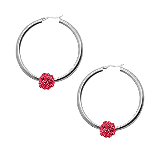 Tumundo 1 Paar Shamballa Klapp Ohrhänger Ohrstecker Glänzend Strass Edelstahl Farbe silber   Shamballa pink