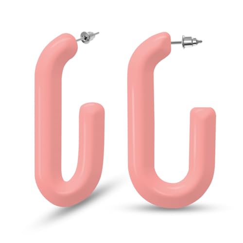 Soul-Cats Must-have Ovale Kunststoff-Creolen Ohrringe Damen modisch 40 x 20 in der Farbe rosa