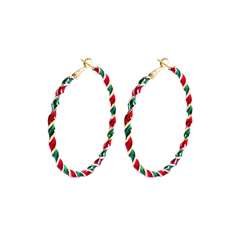 Weihnachtsbaum-Ohrstecker und Creolen Acryl-Tropfen-Schmuck mit goldenem Stern grünem Baum Weihnachtsmütze niedlichem Alpaka Festival-Party-Dekoration Medium Acryl Strass