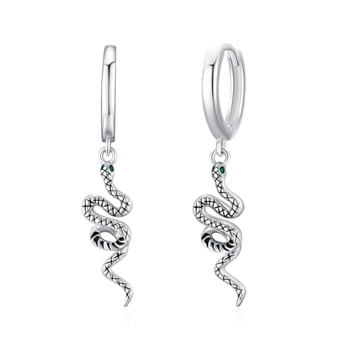 ZIPPICE Schlange Creolen Ohrringe 925 Sterling Silber Schlangen Ohrringe für Damen Snake Earrings Halloween Gothic Schmuck Geschenke für Damen Frauen Mädchen