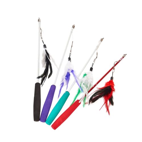 WOONEKY Cat Teaser Angel mit Flaum Teleskop Spielangel für Katzen Langlebiges Leichtes Katzenspielzeug zur Beschäftigung und Aktivität Geeignet als für Katzenliebhaber