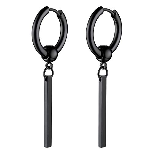 FOCALOOK Edelstahl Huggie 12mm Stäbchen Ohrstecker Ohr Piercing Punk Stil Modeschmuck Accessoire für Jungen Mädchen