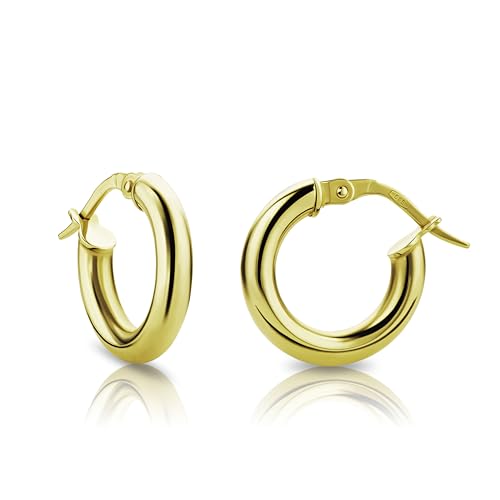 OROVI Ohrringe Gold- 14 karat 585 Gelbgold Goldene Creolen Damen Creolen Gold 16 mm Hypoallergene goldene Ohrringe Schmuck Damen Goldschmuck hergestellt in Italien- inkl. edler Schmuckbox