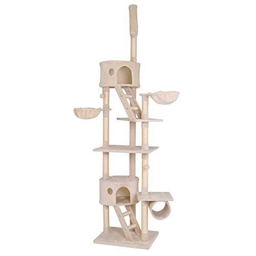 lionto Kratzbaum XXL Kletterbaum Katzenkratzbaum Katzenbaum höhenverstellbar 230 250 cm beige