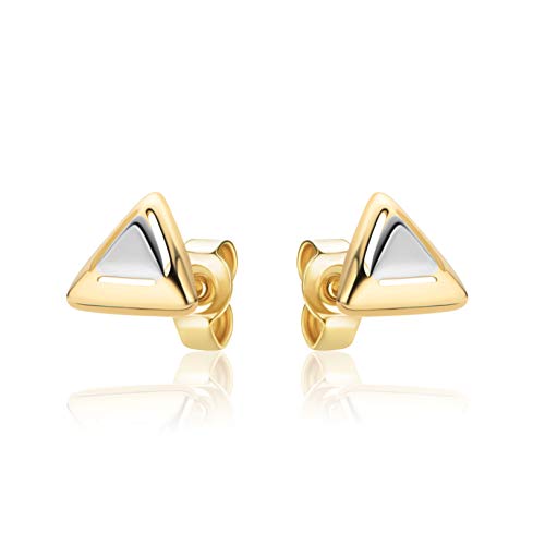 Ohrstecker 14 Karat kleine Dreieck Ohrringe Aus 585 Bicolor Gold