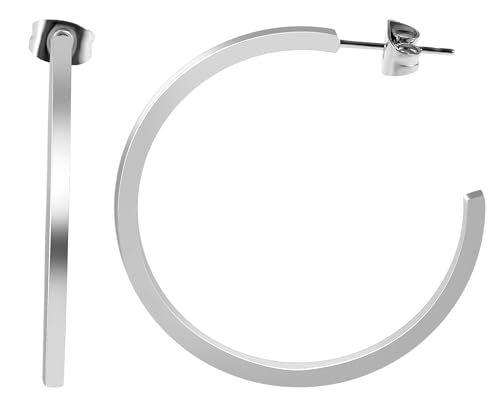 Akzent Wasserfeste Edelstahl Ohrringe Creolen in Silber für Damen 100% Wasserfest Hautverträglich