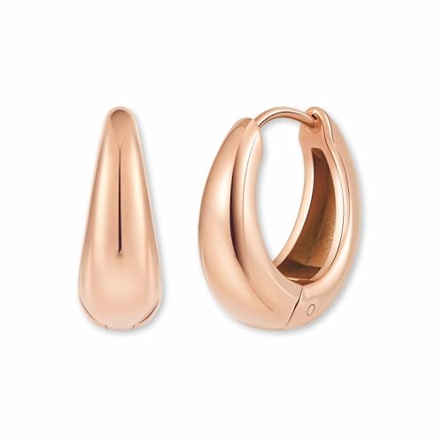 GD GOOD.designs Creolen Edelstahl Damen Elegante Kreolen in 18K Ros gold Rosegoldene Mini Hoop Ohrringe 18 mm - Wasserfest Hypoallergen