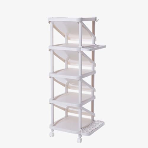 JHDXL Schuhregal Mit 9 Ebenen 360 Drehbarer Display-Ständer Platzsparender Mehrzweckschrank Drehbares Schuhschrank Große Kapazität Vitrine White