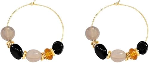 XFSRG Elegante Creolen Ohrringe mit bunten Perlen 925 Silber vergoldet Schmuck für Frauen Ideal für Festival und Alltag