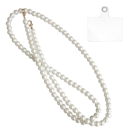 LEEQBCR 1 Stück Charm Beaded Halskette Träger kompatibel den meisten Smartphones Weiß