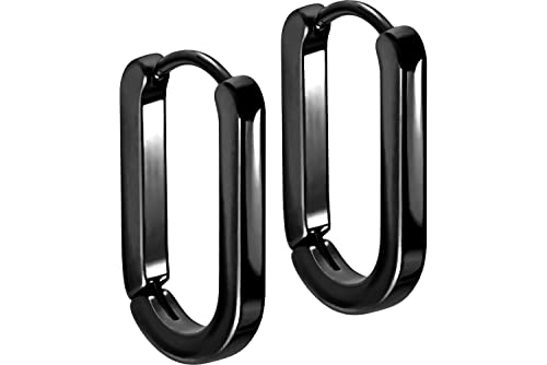 FILANGO Chirurgenstahl Creolen OVAL Ohrring Ohrclicker Ohr Schmuck Schwarz 17 mm