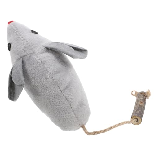 FRCOLOR Katzenspielzeug Maus mit Katzenminze Flauschiges Plüsch und Elastisches Baumwollseil Interaktives Kätzchenspielzeug für Beschäftigung und Spielerisches Beißen im Innenbereich