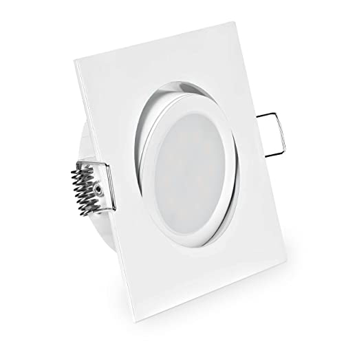 CONCEPTRUN LED Einbaustrahler Niedervolt quadratisch schwenkbar weiß 68mm-85mm Einbaudurchmesser inkl. MR16 Gx5.3 Fassung 12V AC DC Modell QD3012V Kaltweiß