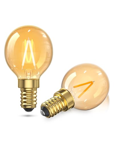 Lamptobe E14 LED Warmweiss 1W Bernstein Vintage Glühbirne E14 2200K G40 Retro LED Edison Glühbirne Ersetzt 10W Filament Dekolampen Für Restaurant Caf Bar Deckenleuchter Nicht Dimmbar 2 Stück