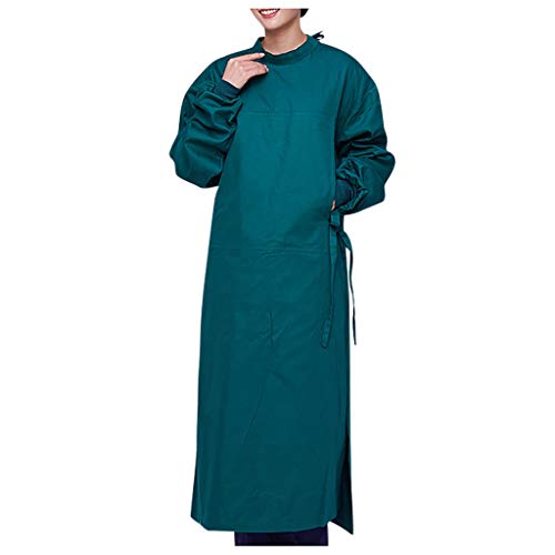 QIMANZI Unisex OP-Kittel Mantel für OP-Bereich Isolationskleid mit elastischer Stehkragen Schutzisolationskleider Stillkleid Staubfreie Arbeitskleidung Schutzkleidung A Grün M