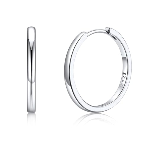 Silvora 20mm Creolen Silber Ohrringe Damen Kleine Huggie Creolen 925 Silber Basic Mini Earing Hoop Kreis Kreolen Ohrstecker Hypoallergen Geschenke für Damen Frauen