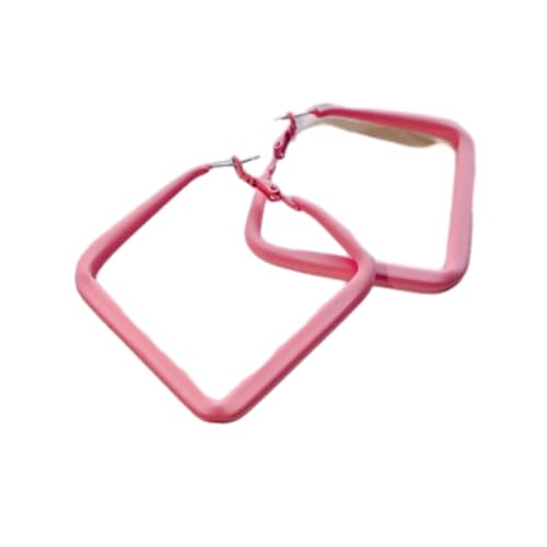 Tesselite Acryl-Ohrringe gelbe und rote geometrische Creolen übertrieben Schlichte bonbonfarbene quadratische Ohrstecker für Damen 1 Stück Pink Einheitsgröße