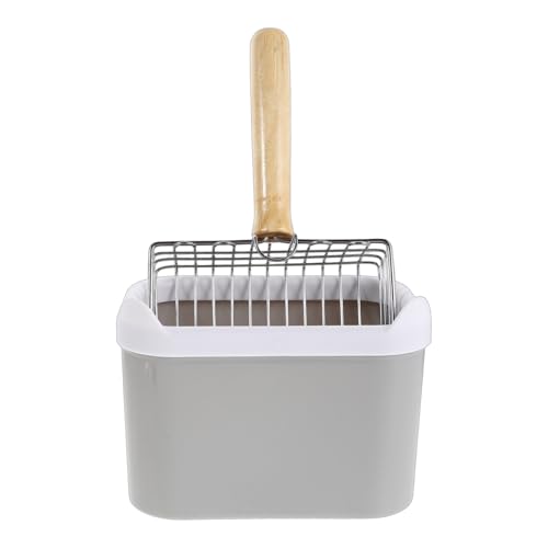 DECHOUS Edelstahl Feinem Sieb Großzügig und Halterung Metall Kotsieb für Feines Ergonomisches Satz für Saubere Katzentoilette