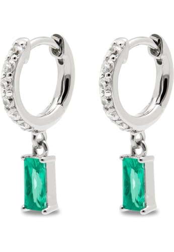 CHRIST Damen-Creolen 925er Silber recycelt Farbstein One Size 89206395