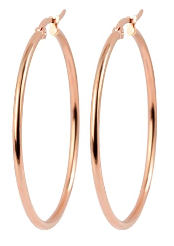 Akzent Wasserfeste Edelstahl Ohrringe Creolen in Rosegold für Damen 100% Wasserfest Hautverträglich
