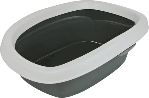 TRIXIE Katzentoilette Carlo - abnehmbarer Rand - leicht zu reinigen - Kunststoff - grau weiß - 31 x 14 x 43 cm