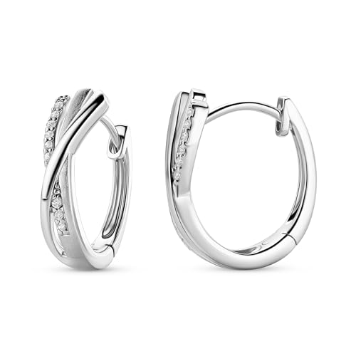 MIORE Ohrringe 925 gekreuzte Kreolen runde Hoops Ohrringe Ohrschmuck