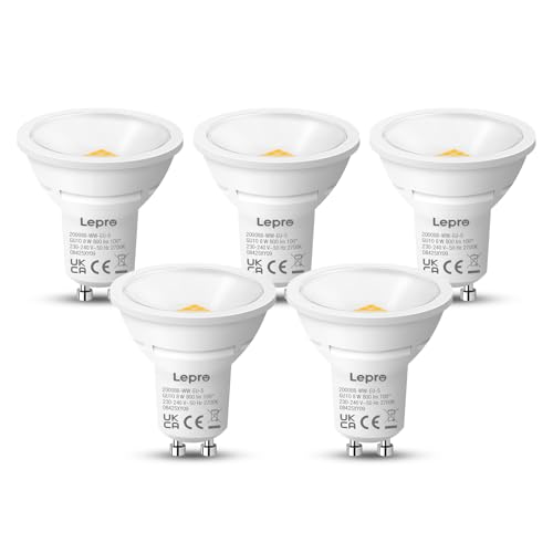 Lepro GU10 LED Warmweiss 8W Lampe 800 lm 2700K Warmweiß 100 Abstrahlwinkel Nicht dimmbar Energiesparendes GU10 LED Leuchtmittel für Flur Eingangsbereich Wohnzimmer Schlafzimmer 5 Stück