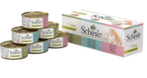 Schesir - Mixpack 12 x 70g in Brühe 3 Sorten Katzenfutter nass Dose