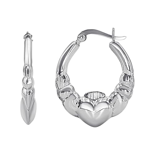 Silverly 925 Sterling Silber Claddagh Creolen Ohrringe 30mm Traditionelle Keltische Ohrringe aus Massivem Silber Klassische Große Konische Klobige Creolen Zeitloser Schmuck für Damen