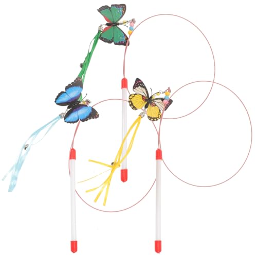 Ipetboom Verspieltes Butterfly Teaser 3-teiliges Katzenspielzeug-Set Interaktiv Für Katzen Leicht Und Unterhaltsam