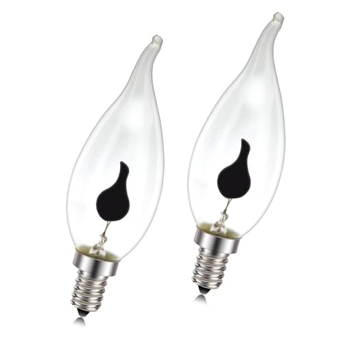 Ruiandsion E14 Flammen-Leuchten 3W Roter Blitz Flackernde LED Leuchten für Weihnachtsdeko Kronleuchter Schrank Urlaubsbeleuchtung 2er-Pack