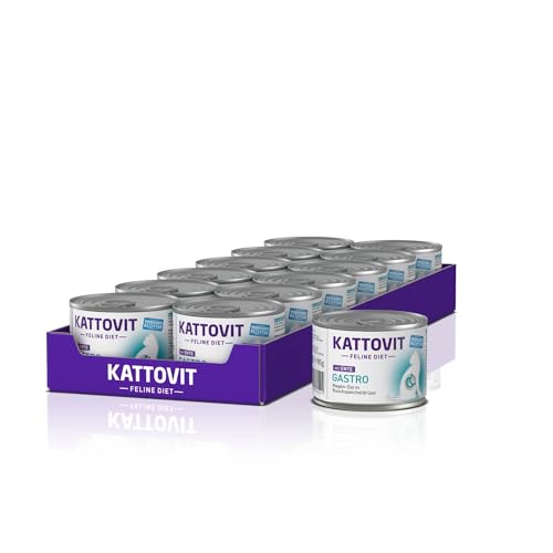 KATTOVIT   Gastro für zur Unterstützung des Magen Darm Systems Diät Alleinfuttermittel in der Dose für ausgewachsene. Glutenfrei 12x 185g E