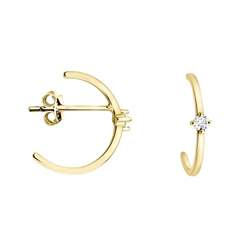 SOFIA MILANI - Damen Ohrringe 925 Silber - vergoldet golden - Zirkonia Steck Creole - E1515