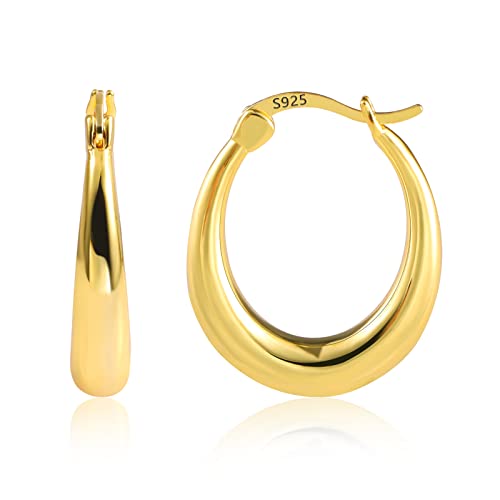 KISSPAT Ohrring 925 14 Karat echt Vergoldet Große Ovale für Hypoallergen Ohrstecker für Frauen 0 86 Zoll