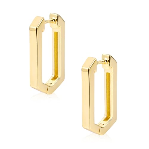 ALEXCRAFT Dicke Ohrringe Gold Creolen Eckig 14K Chunky Goldene Ohrringe Damen Geschenk für Frauen Freundin Mama Mädchen