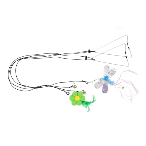 WOONEKY 2stücke Teiliges Interaktives Katzenspielzeug-Set Mit Hängenden Teaser-stäben Und Bunten Butterfly-aufsätzen Für Katzen Verstellbar Und Ansprechend Für Stundenlangen