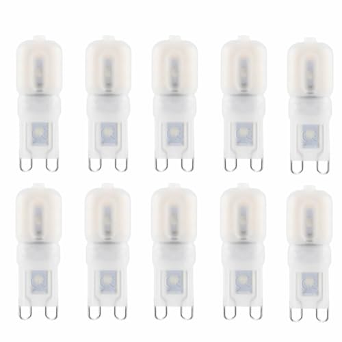 Jiotouhu G9 LED Warmweiß 3000K Leuchtmittel G9 LED 3W Ersatz 30W Halogenlampe 300 Lumen 360 Grad Winkel Kein Flackern Nicht Dimmbar für Kronleuchter Interieur Dekoration 10er Pack