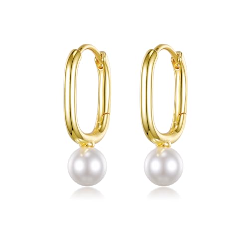 PHNIBIRD Perlen Creolen Gold Damen Ohrringe 14k Vergoldet Hypoallergene Creolen Geschenke Für Frauen