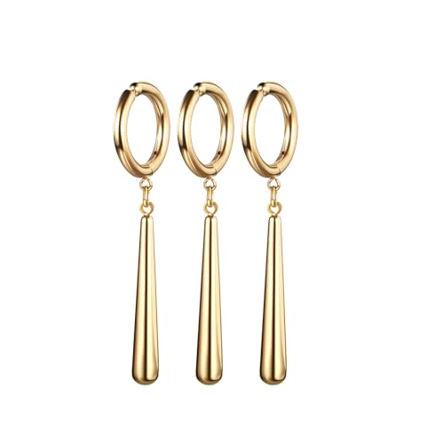 Oidea Herren Ohrringe Zorro Set Gold 3 Stück Fake Ohrringe aus Edelstahl ohne Ohrlöcher Creolen Ohrclips Schmuck Geschenk für Anime-Fans Roronoa Cosplays Männer Junge