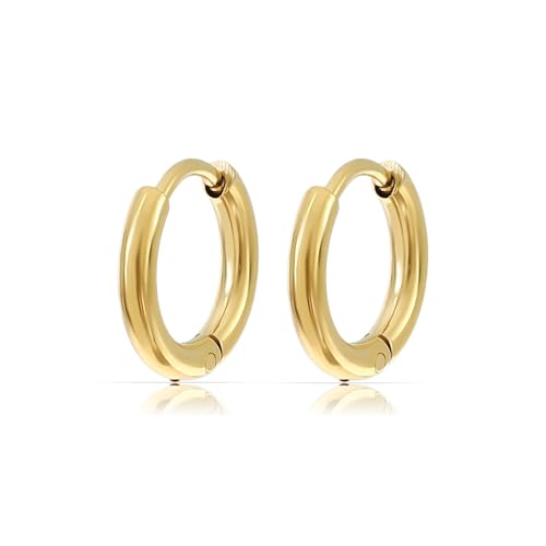 Made by Nami Kleine Creolen Damen Ohrringe Gold aus Edelstahl Wasserfester Schmuck Geschenk Mama 8 mm Gold