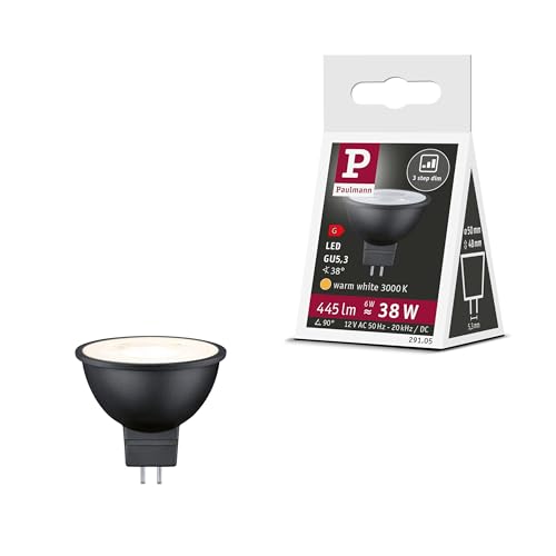 Paulmann 29105 Standard 12V 3-Step-Dim LED Reflektor GU5 3 445lm 6W 3000K dimmbar Schwarz matt Leuchtmittel