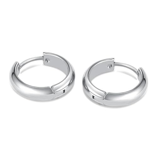 IMINI Edelstahl Kleine Creolen 16mm Damen Ohrringe Minimalistische Huggie Hinged Ohrringe Knorpelohrringe Schläfer-Ohrringe Hypoallergen Silber
